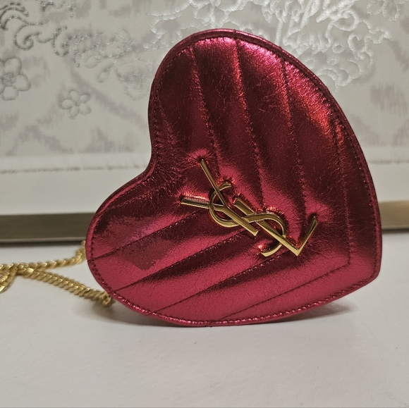 SOLD 💔 Yves Saint Laurent Monogram Love Heart Crossbody Bag 🩷 LIMITED EDITION - Picture 2 of 15